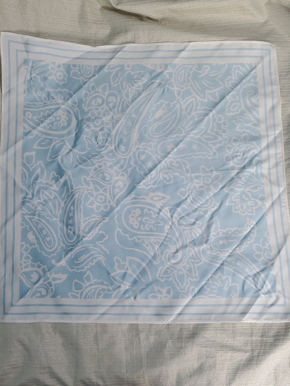 Light Blue Paisley Square Scarf Neckerchief